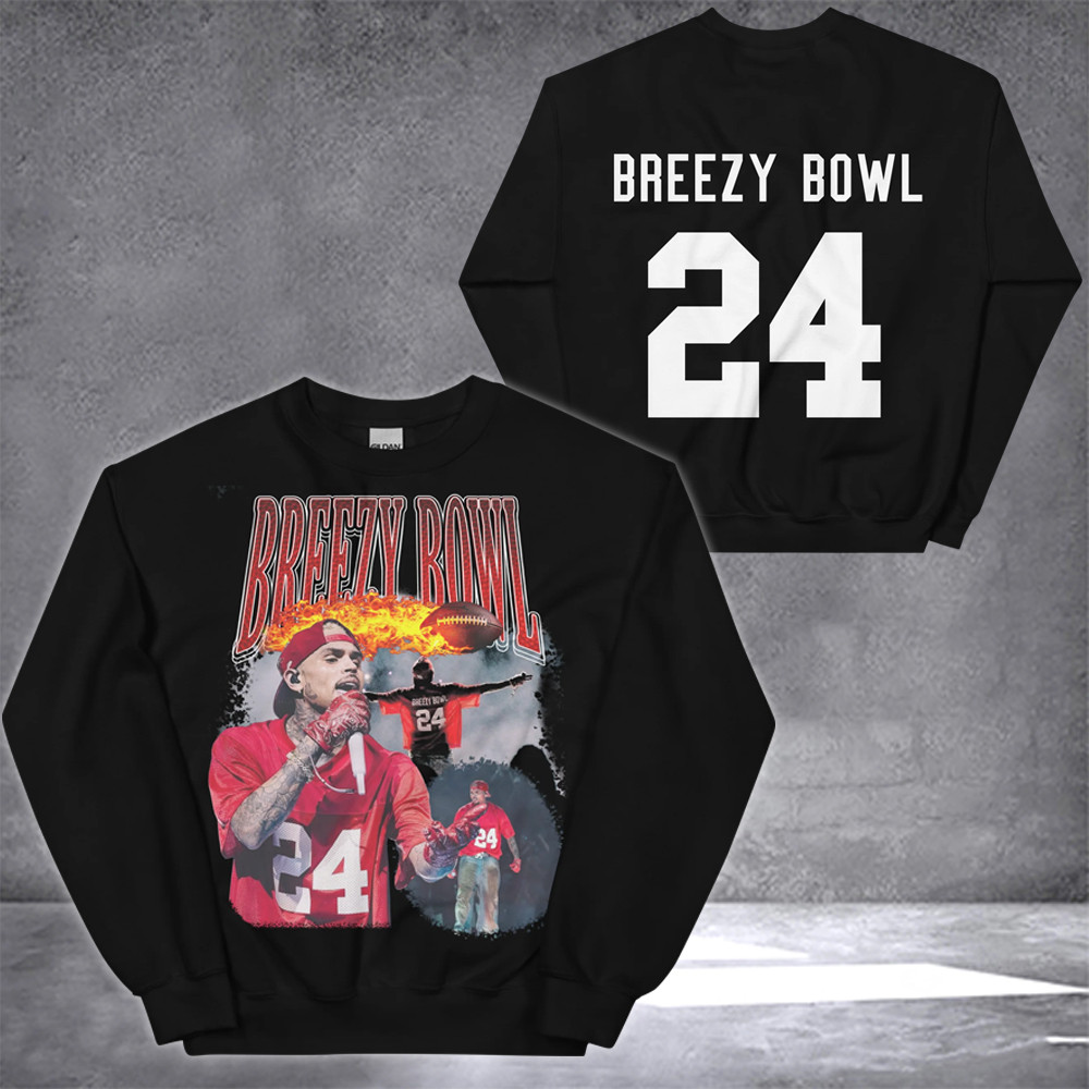 Chris Brown Breezy Bowl 2025 Tour Merch Sweatshirt Number 24 Chris Brown Tour Clothing-1