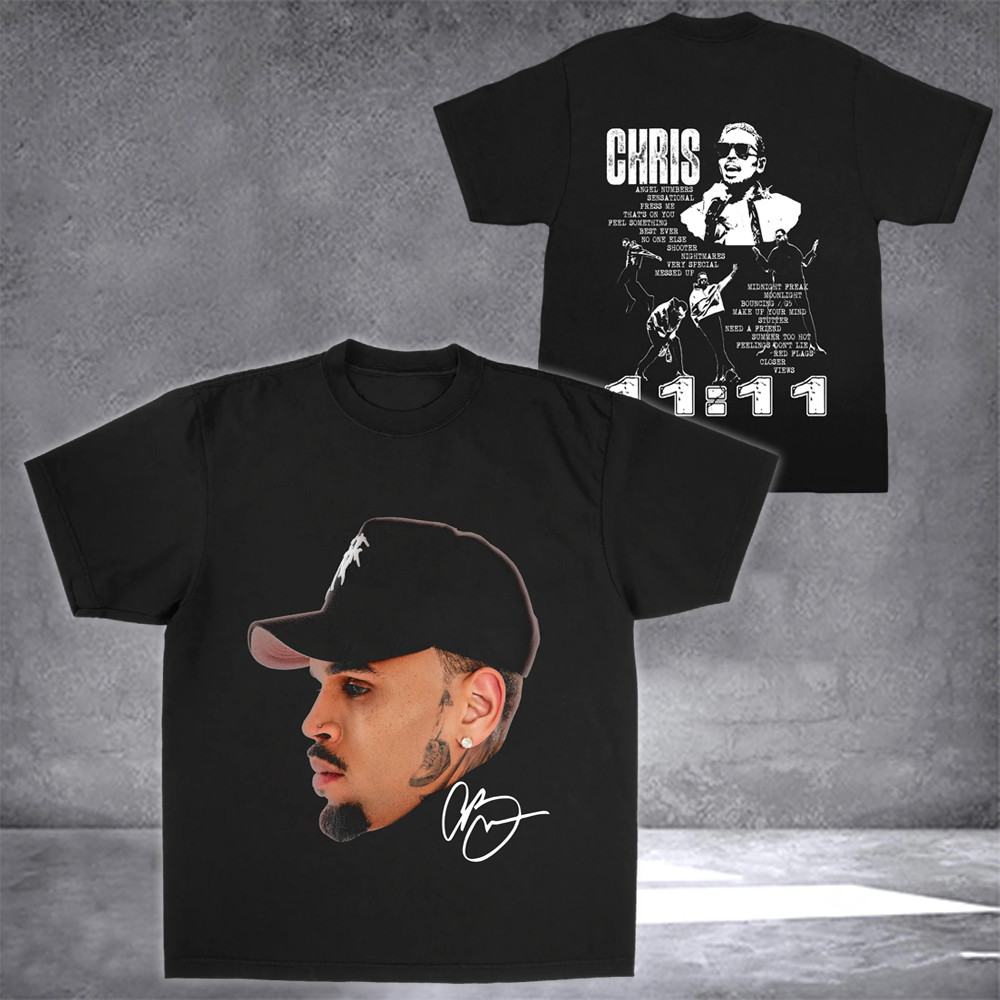 Chris Brown Breezy Bowl 2025 Tour Merch T-Shirt Big Head 11:11 Tour Tee Shirts For Fans-1 Chris Brown Breezy Bowl 2025 Tour Merch T-Shirt Big Head 11:11 Tour Tee Shirts For Fans-1