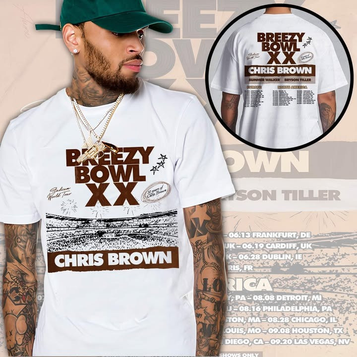 Chris Brown Breezy Bowl XX T-Shirt Concert Tour Merch Gifts For Fans For Him Her-1 Chris Brown Breezy Bowl XX T-Shirt Concert Tour Merch Gifts For Fans For Him Her-1