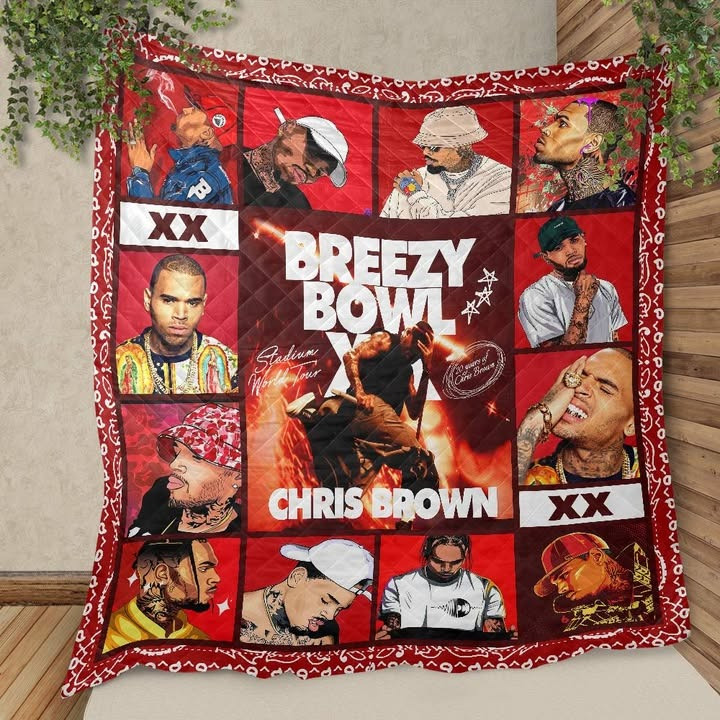 Chris Brown Breezy Bowl XX Tour Merch Quilted Blanket Merchandise Gift Items For Fans-1 Chris Brown Breezy Bowl XX Tour Merch Quilted Blanket Merchandise Gift Items For Fans-1