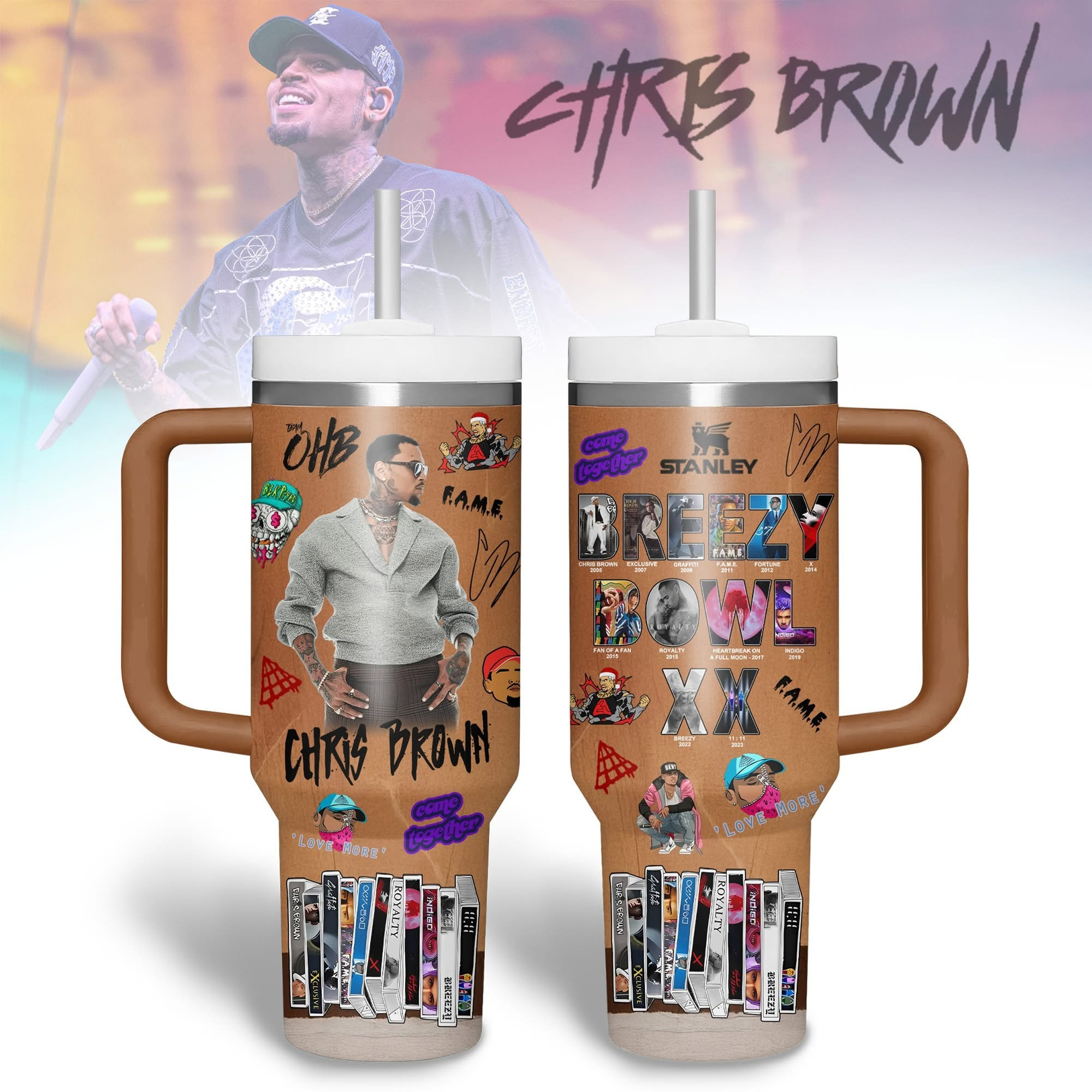 Chris Brown Breezy Bowl XX Tumbler Chris Brown Tour Merchandise Gifts For Fans-1