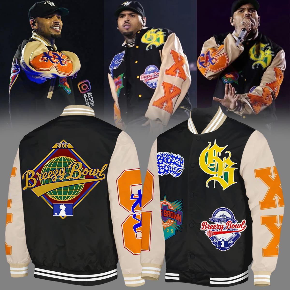 Chris Brown Breezy Bowl XX Varsity Jacket Tour 2025 Concert Merch Unique Gifts For Fans-1 Chris Brown Breezy Bowl XX Varsity Jacket Tour 2025 Concert Merch Unique Gifts For Fans-1