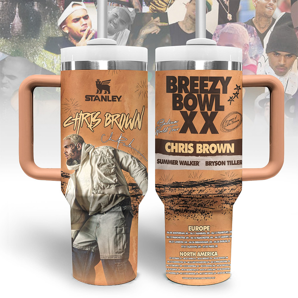 Chris Brown Breezy Bowl XX World Tour Merch 2025 Tumbler Chris Brown Breezy Bowl Fan Gifts-1