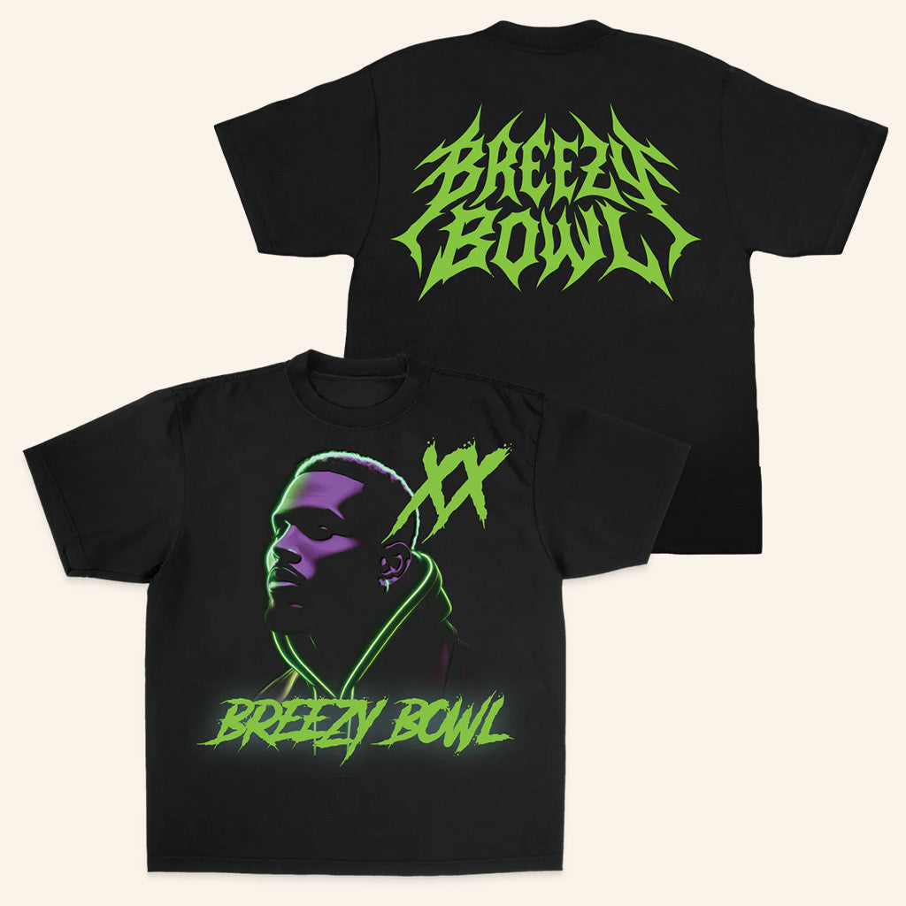 Chris Brown Merch Breezy Bowl Xx Neon Lights SS T-Shirt Gifts For Music Lovers Gifts For BFF-1