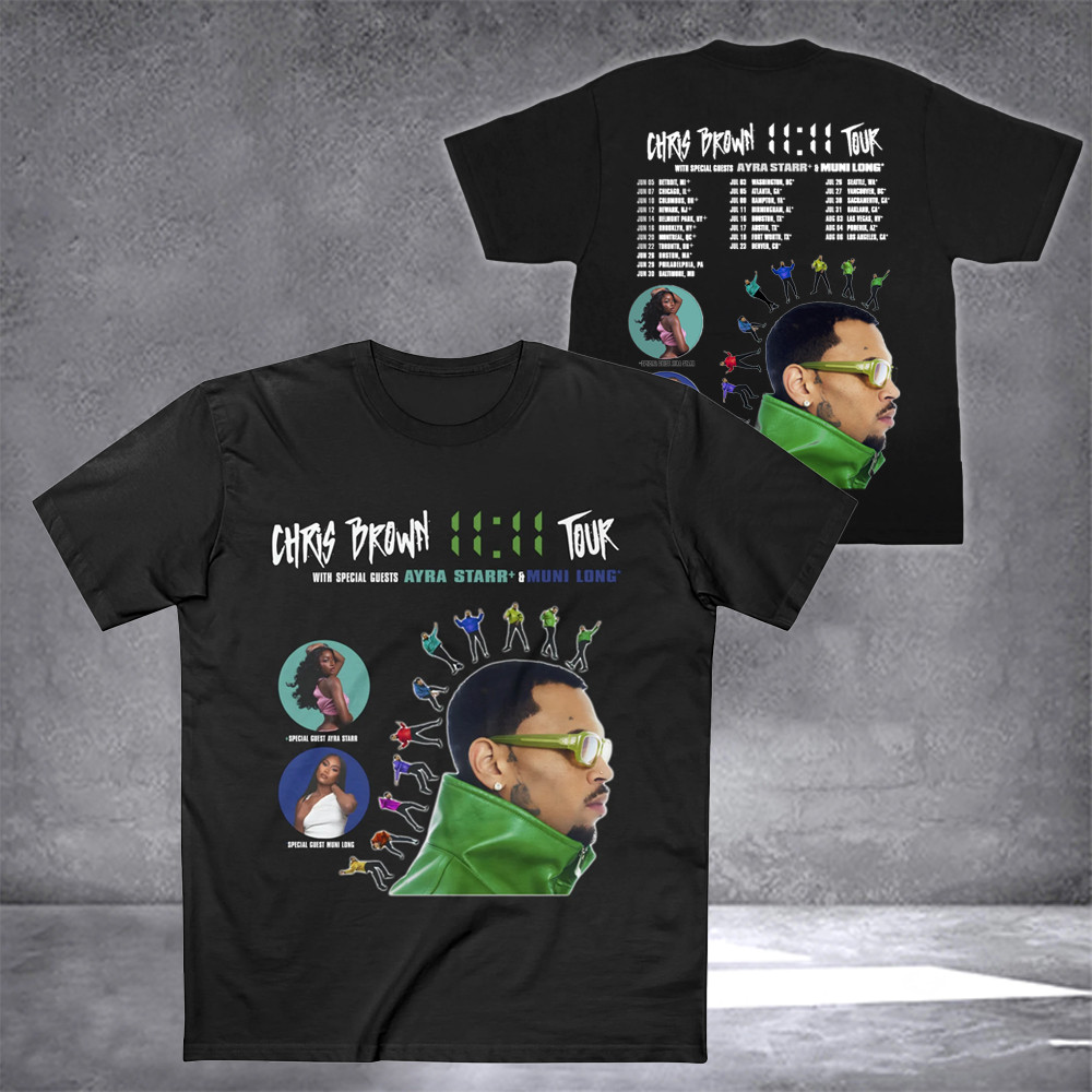 Chris Brown Shirt 11:11 Chris Brown Breezy Bowl XX 2025 Tour Merchandise For Sale-1 Chris Brown Shirt 11:11 Chris Brown Breezy Bowl XX 2025 Tour Merchandise For Sale-1