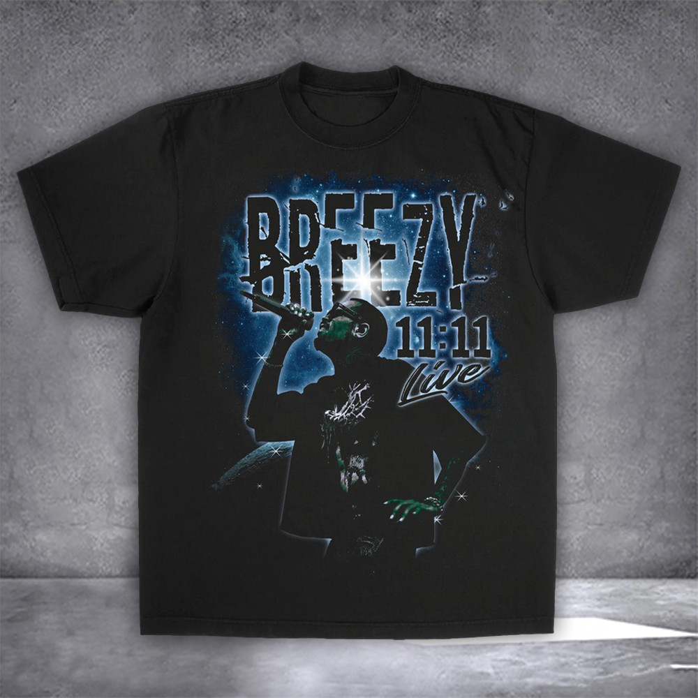 Chris Brown Shirt 11:11 Live In Space Chris Brown Breezy Bowl 2025 Tour Merch T-Shirt-1