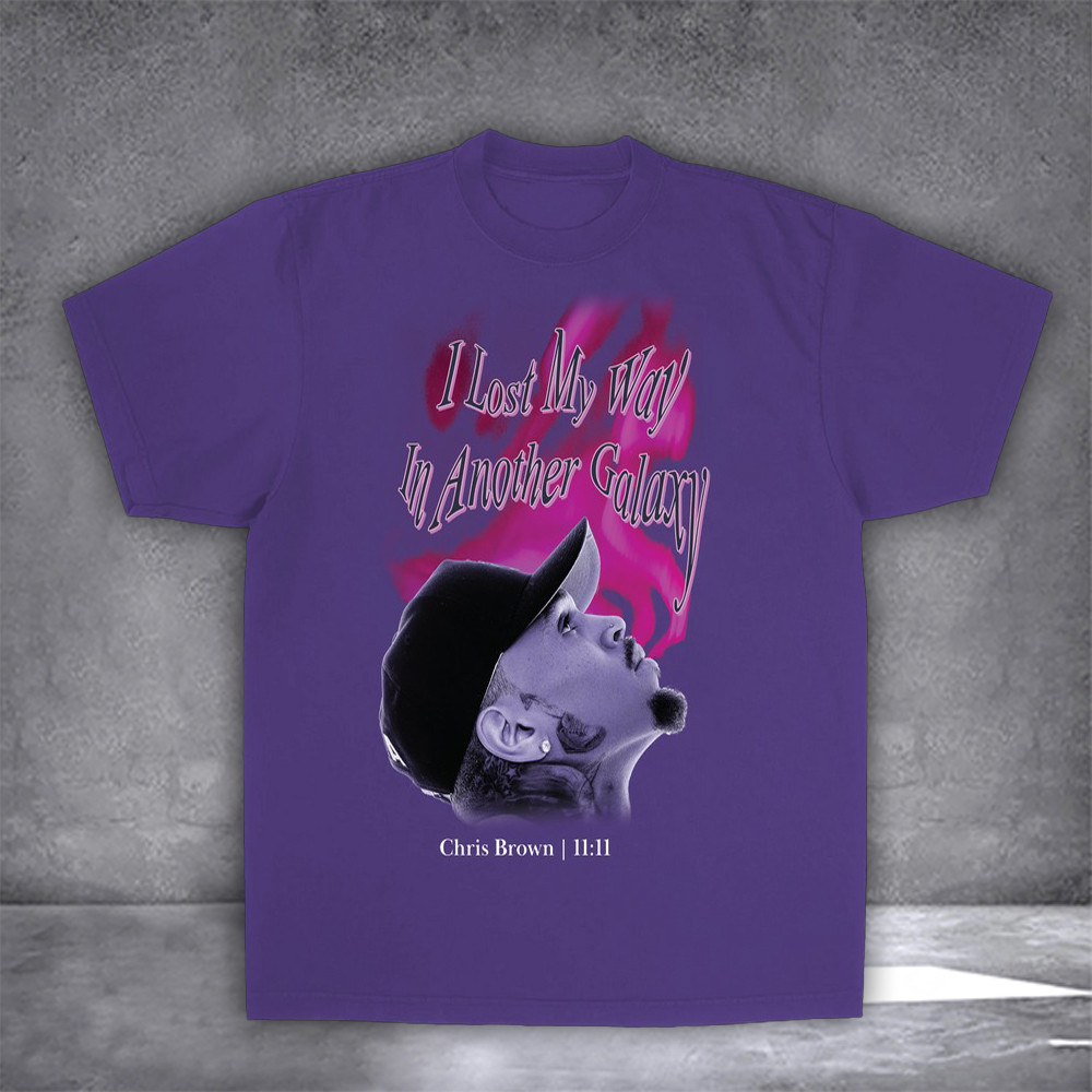 Chris Brown Shirt Galaxy Aura Purple 11:11 Tour Chris Brown Breezy Bowl 2025 Tour Merch-1