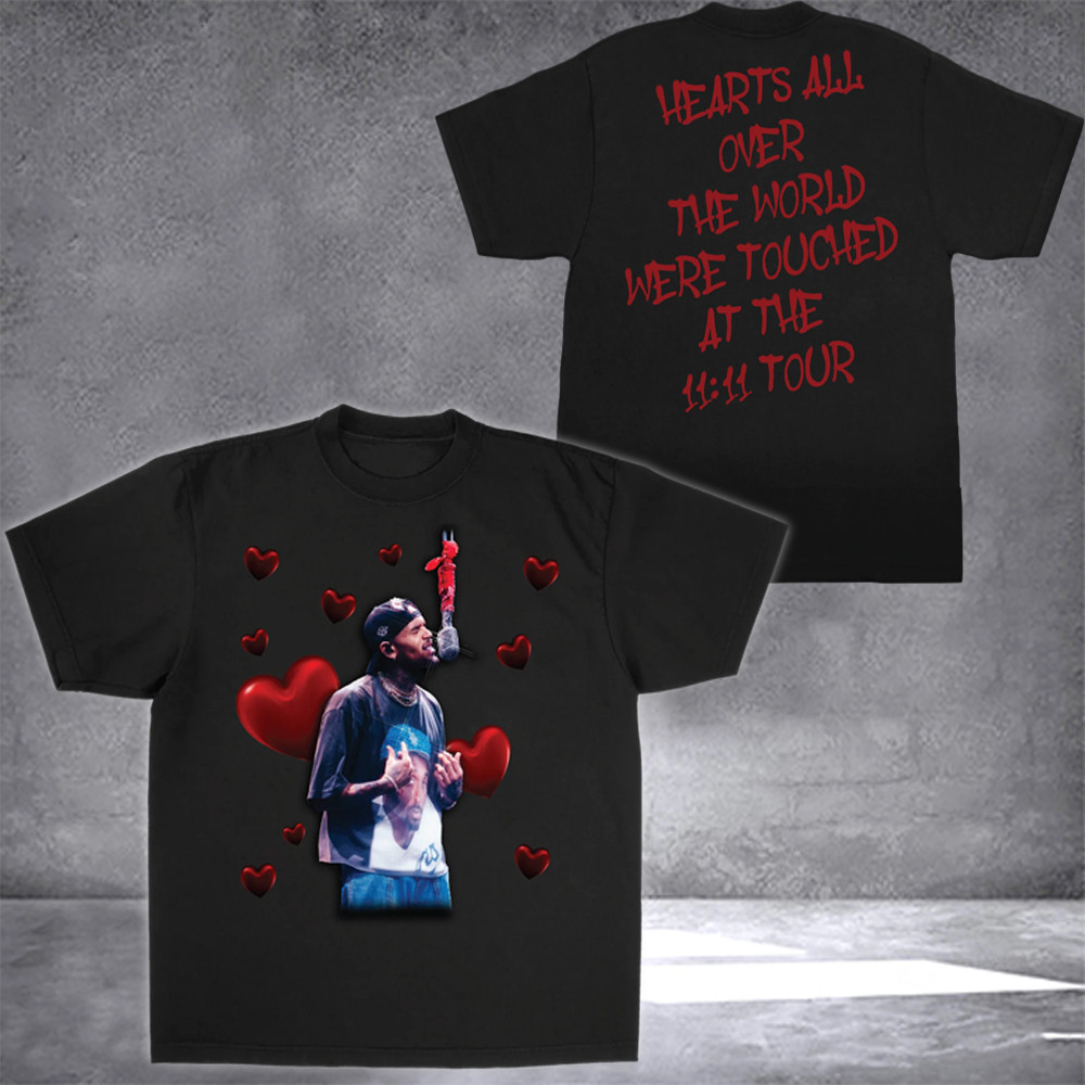 Chris Brown Shirt Heartfelt 11:11 Tour Chris Brown Breezy Bowl 2025 Tour Merch Fan Gifts-1