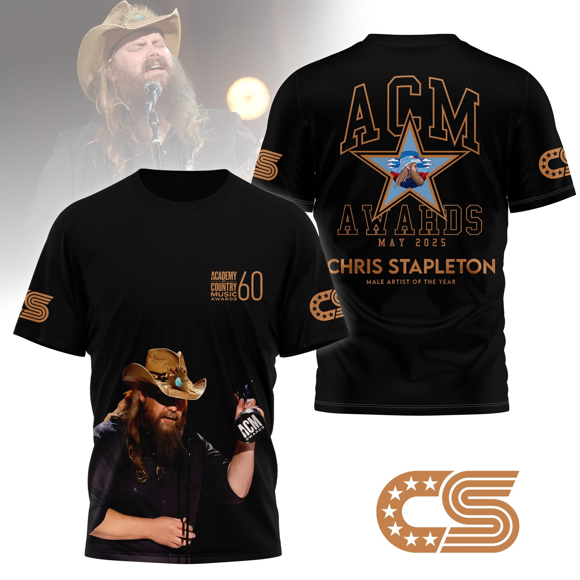 Chris Stapleton Merch T-Shirt ACM Awards 2025 Male Artist Of The Year Gifts For Fans-1