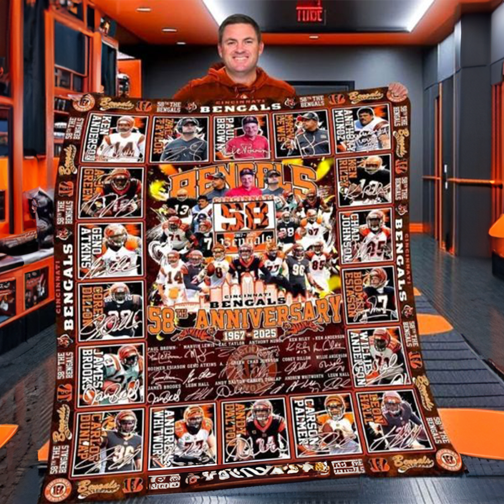 Cincinnati Bengals 58Th Anniversary 1967 2025 Blanket Who Dey Nation Blanket Bengals Merch-1