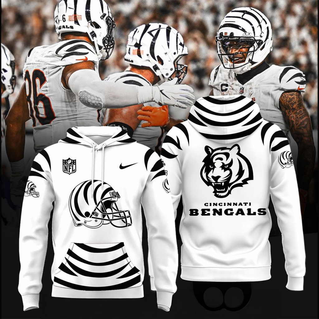 Cincinnati Bengals White Bengals Hoodie Bengals Merch Christmas Gifts For Football Fans-1