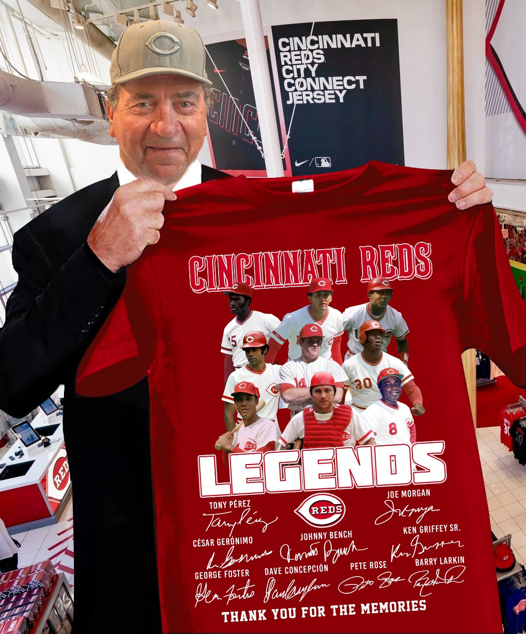 Cincinnati Reds Legends T-Shirt Signature Thank You For The Memories Fan Merch Gifts-1