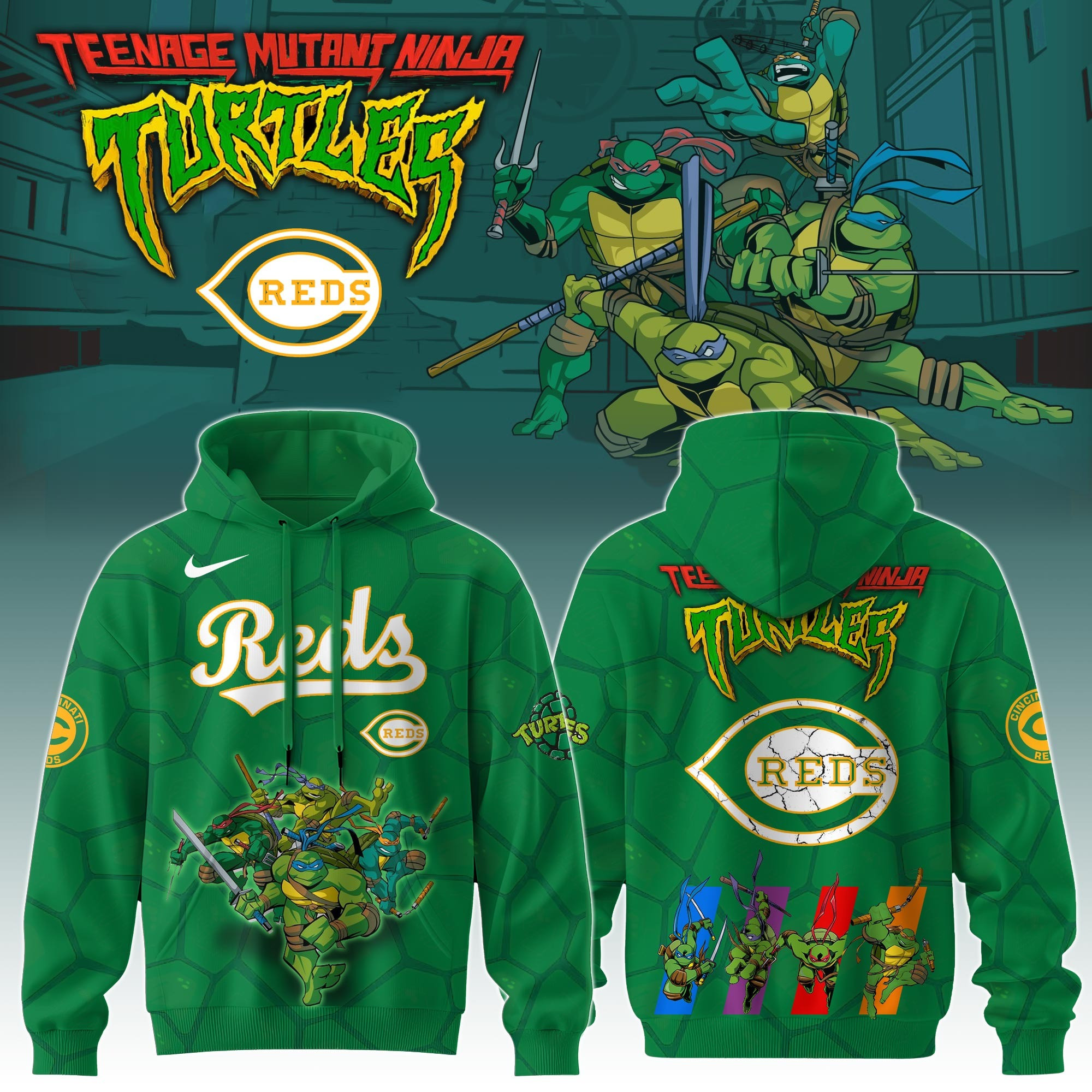 Cincinnati Reds MLB X Ninja Turtles Hoodie Baseball Ninja Turtles Lovers Fan Gifts For Him-1