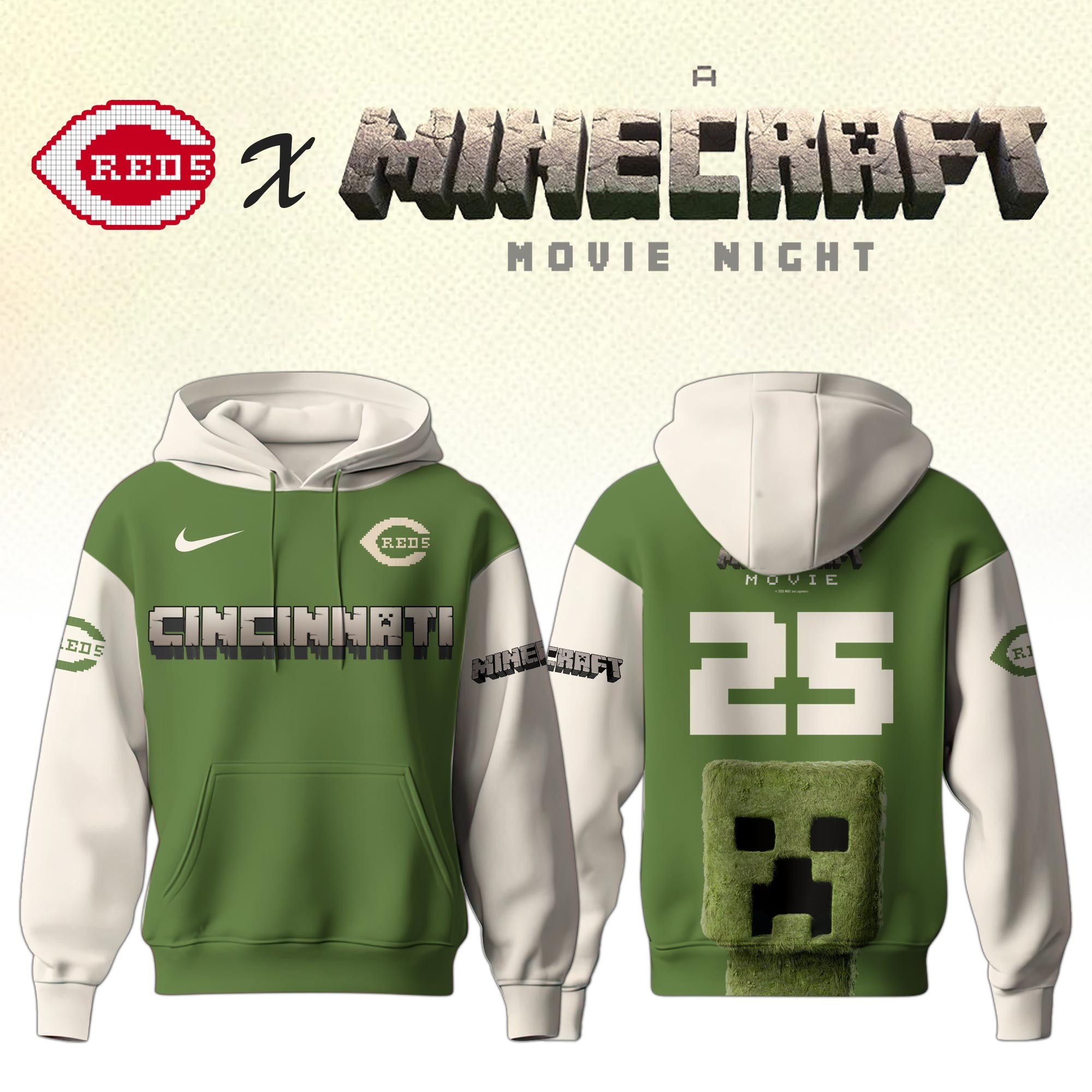 Cincinnati Reds MLB x A MINECRAFT MOVIE Night Hoodie Unique Gifts Baseball Fans-1
