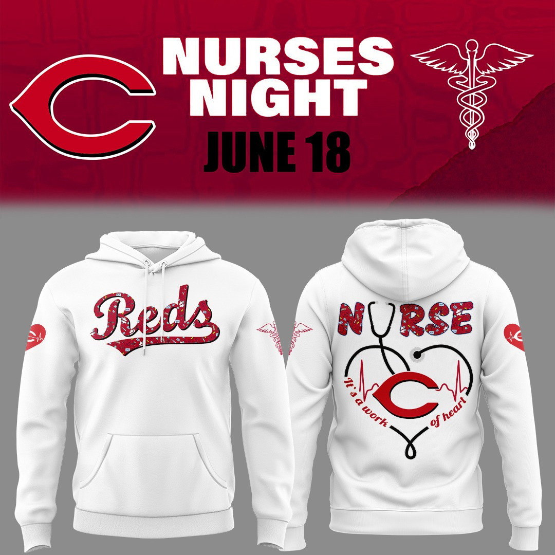 Cincinnati Reds Nurses Night Hoodie It's A Work Of Heart Gifts For Fans Baseball Lovers-1