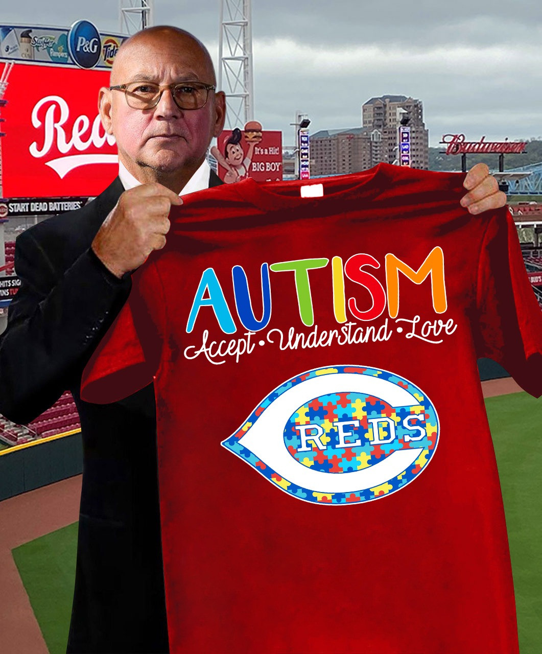 Cincinnati Reds Raising Autism Awareness T-Shirt Accept Understand Best Fan Merch Apparel-1
