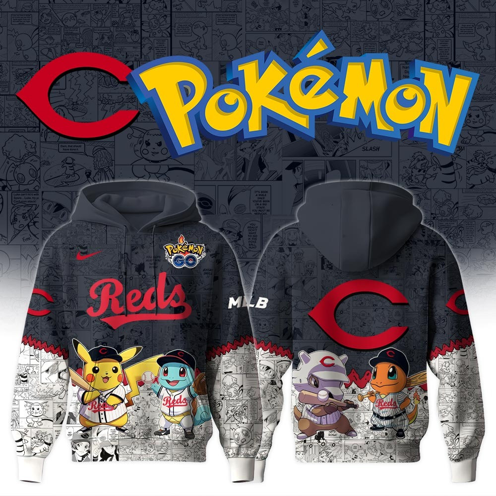 Cincinnati Reds X Pokemon Go Hoodie MLB Merch Cute Gifts For Baseball Fans Mother's day-1
