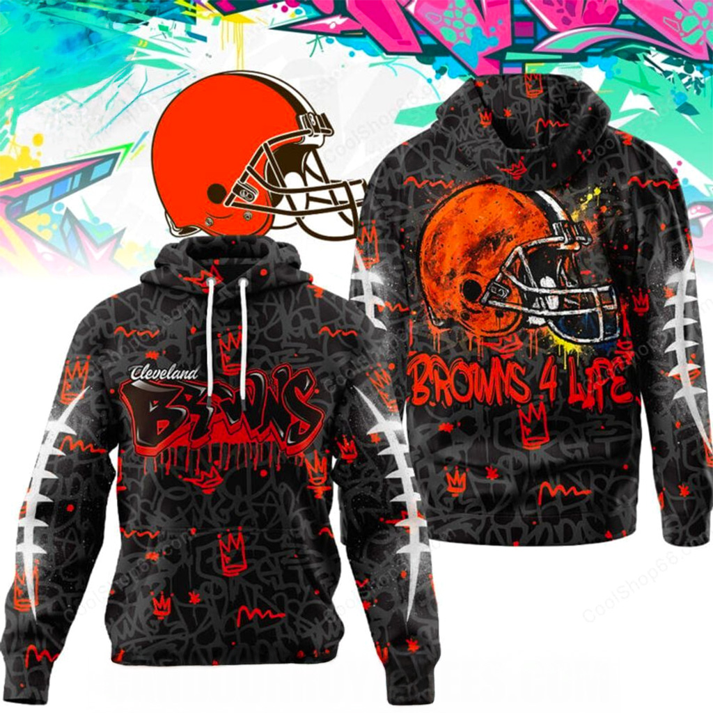 Cleveland Browns Graffiti For Life Hoodie Browns Merch Best Christmas Gifts For Boyfriend-1