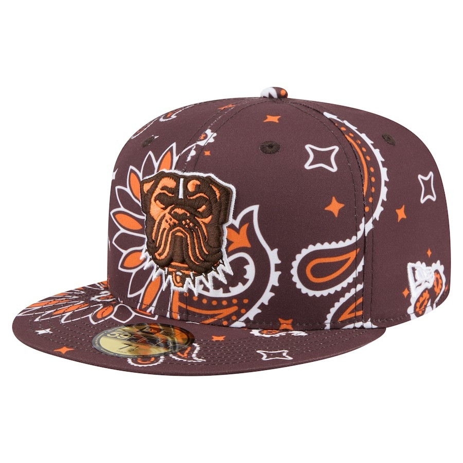 Cleveland Browns Hat New Era Paisley 59FIFTY Fitted Hat Merchandise Gifts For Football Fans-1
