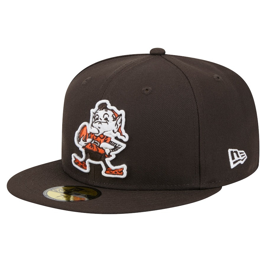 Cleveland Browns Hat Throwback Main 59FIFTY Fitted Hat Merch Football Gifts For Fans-1