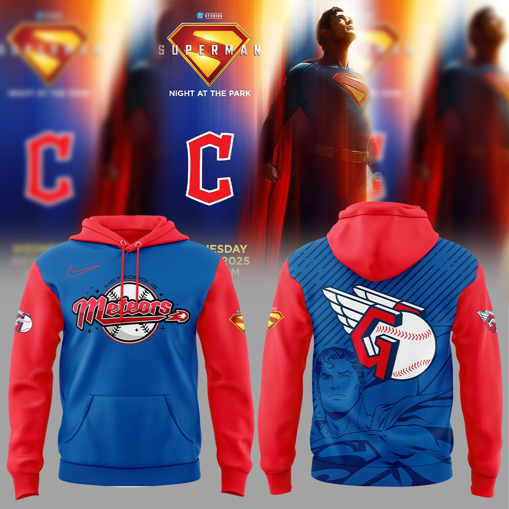 Cleveland Guardians DC's Superman Night Hoodie MLB Merch Best Gifts For Baseball Fans-1 Cleveland Guardians DC's Superman Night Hoodie MLB Merch Best Gifts For Baseball Fans-1