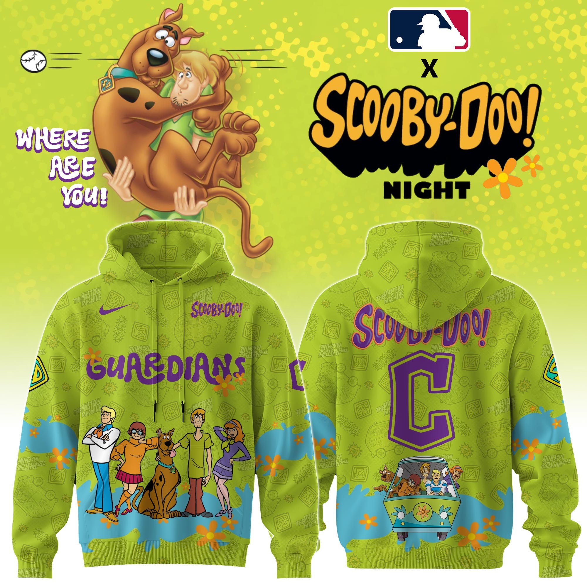 Cleveland Guardians MLB X Scooby Doo Hoodie Merch Gifts For Baseball Lovers Fans-1