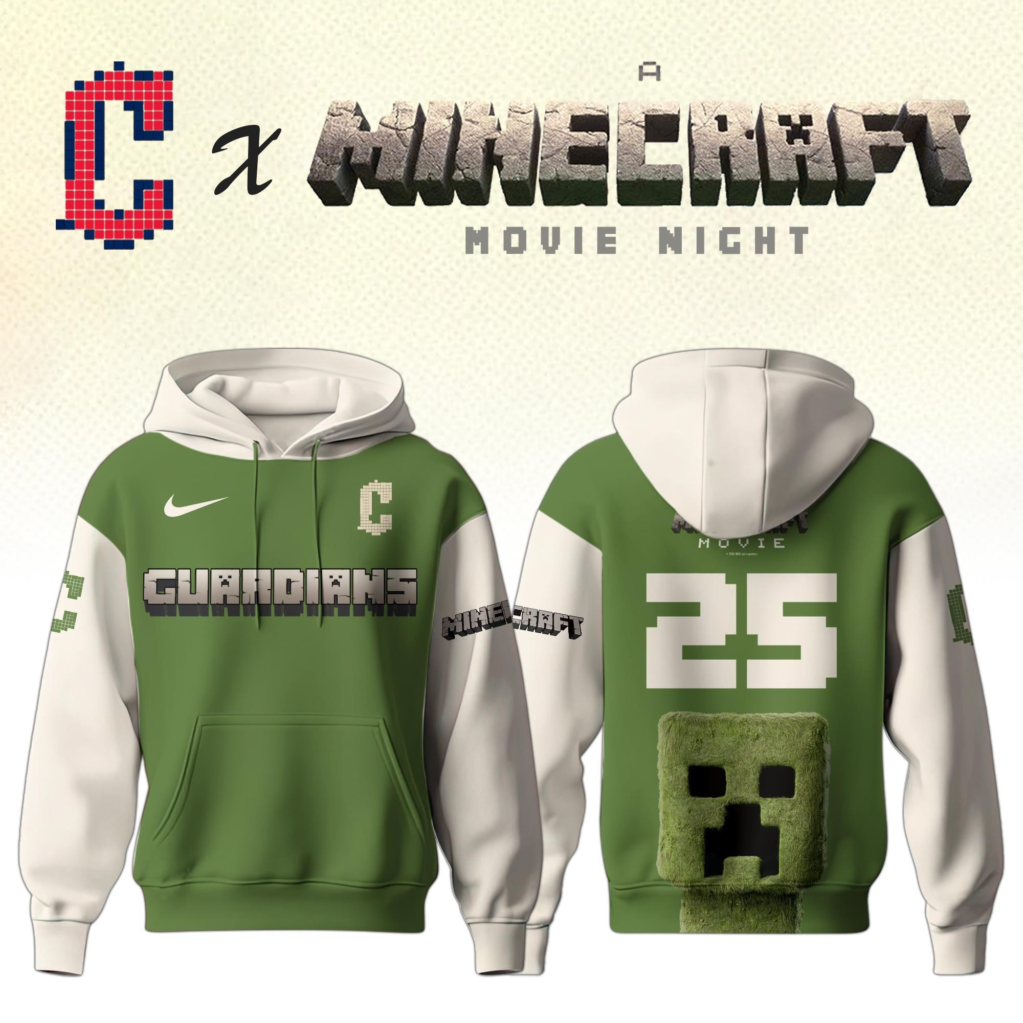 Cleveland Guardians MLB x A MINECRAFT MOVIE Night Hoodie Unique Gifts Baseball Fans-1