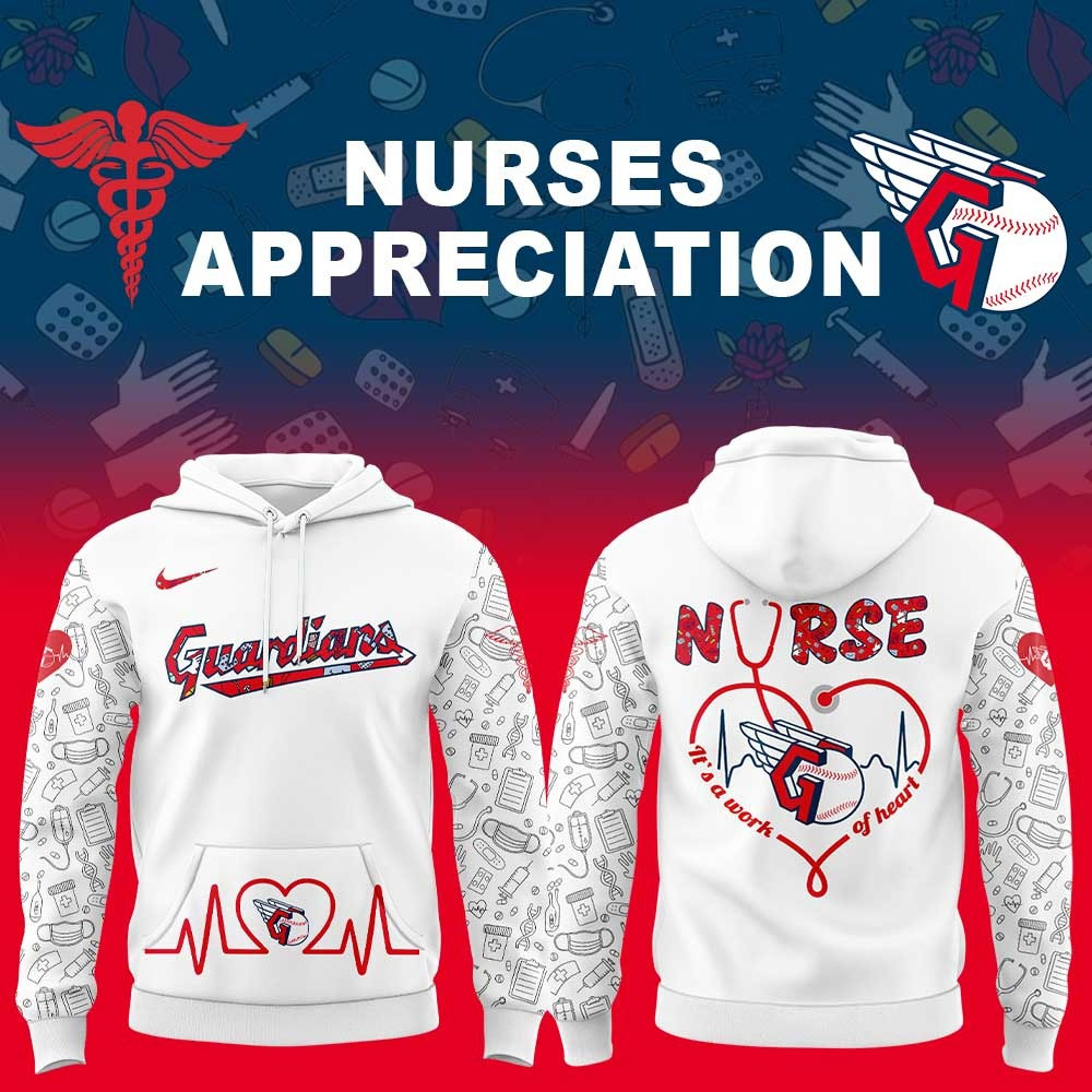Cleveland Guardians Nurses Appreciation Hoodie It's A Work Of Heart Baseball Fan Gift Ideas-1