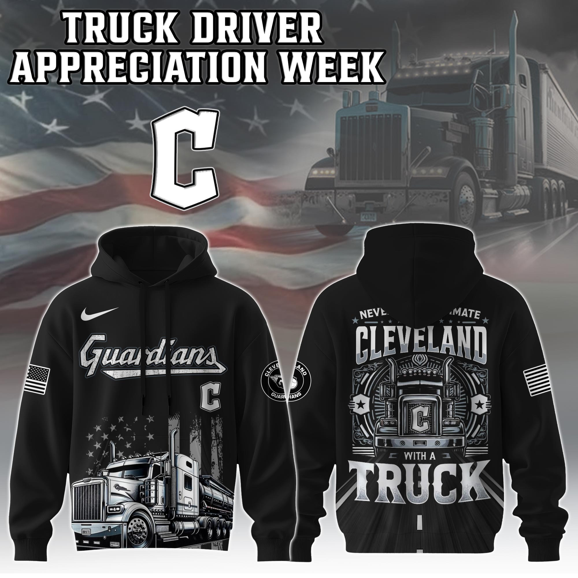 Cleveland Guardians Truck Driver Appreciation Week Hoodie Trucker Baseball Lovers Fan Gifts-1