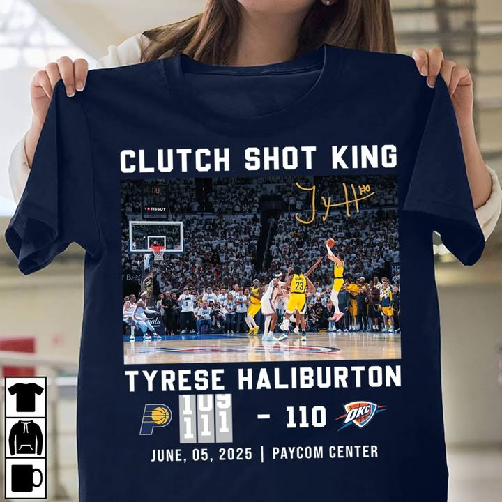 Clutch Shot King Tyrese Haliburton Indiana Pacers T-Shirt Merch Basketball Fan Gifts-1