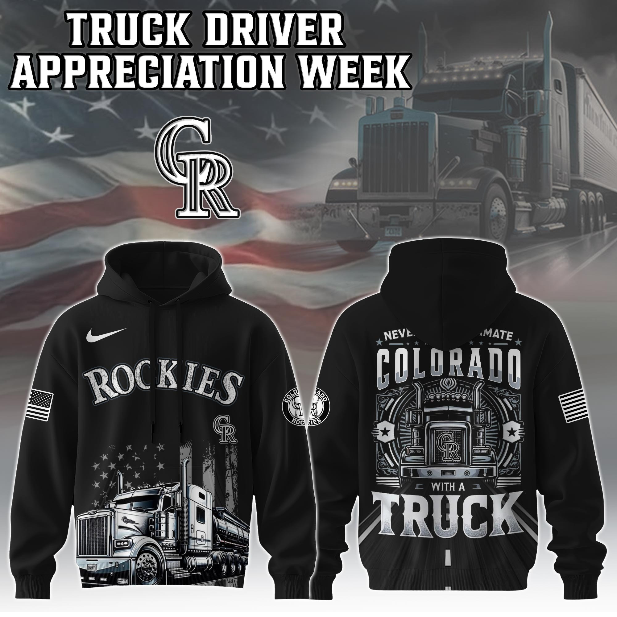 Colorado Rockies Truck Driver Appreciation Week Hoodie Trucker Baseball Lovers Fan Merch-1