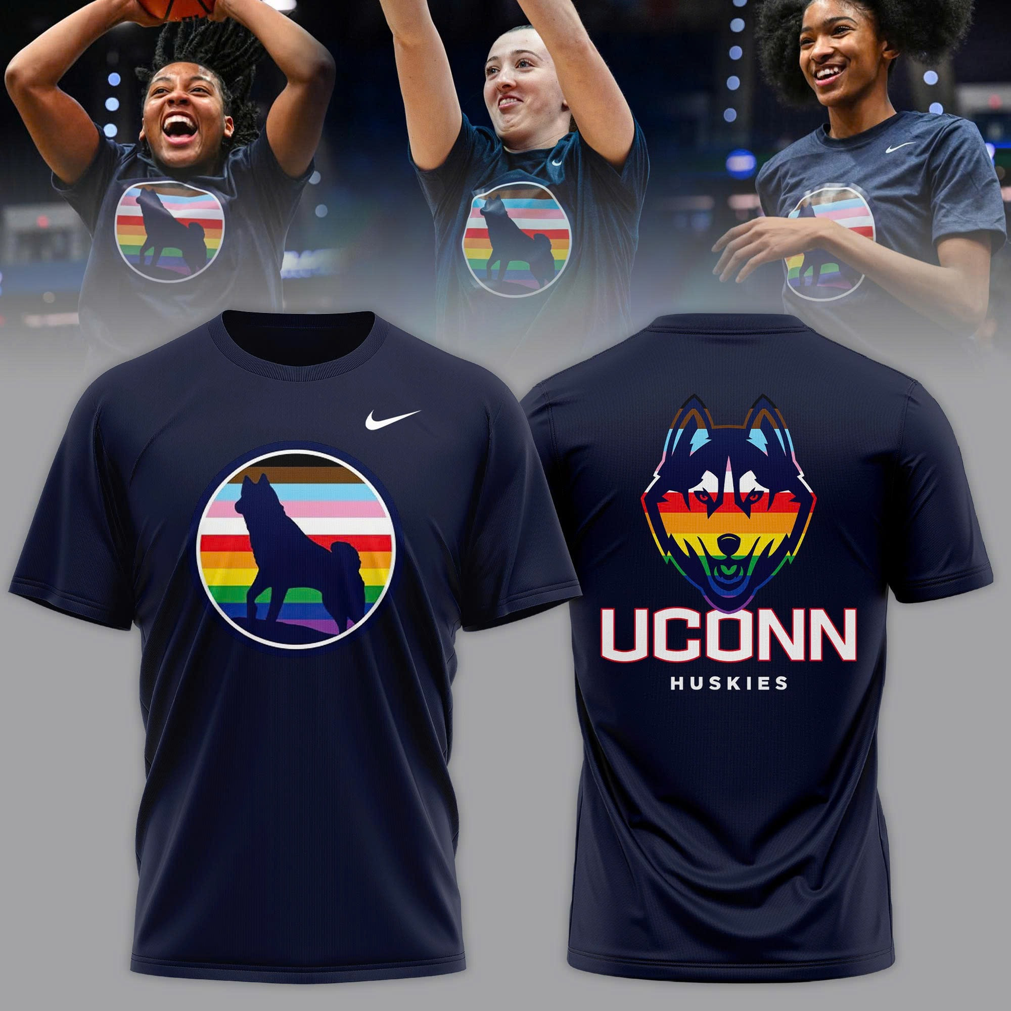 Connecticut Uconn Huskies Pride Rainbow Shirt Pride Merch Uconn Huskies Fan Gifts-1