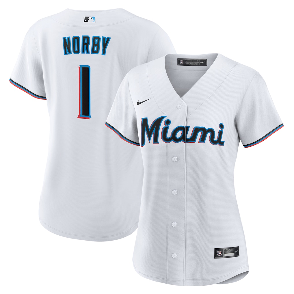 Connor Norby Miami Marlins Nike Women's Home Replica Jersey - White-1