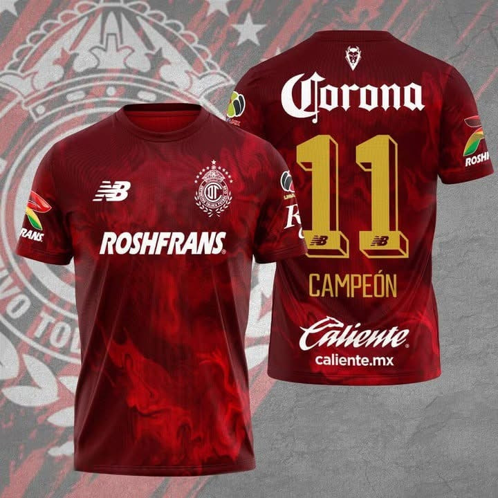 Corona Deportivo Toluca FC 2025 Clausura CAMPEONES T-Shirt Men's Merch Fan Gifts-1