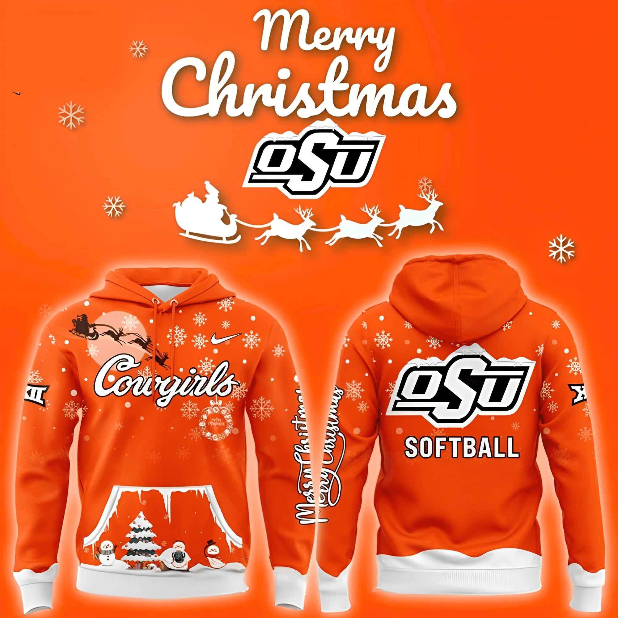 Cowgirls Softball Hoodie 2025 Merry Christmas Special Hoodie Oklahoma Softball Clothing Gifts-1