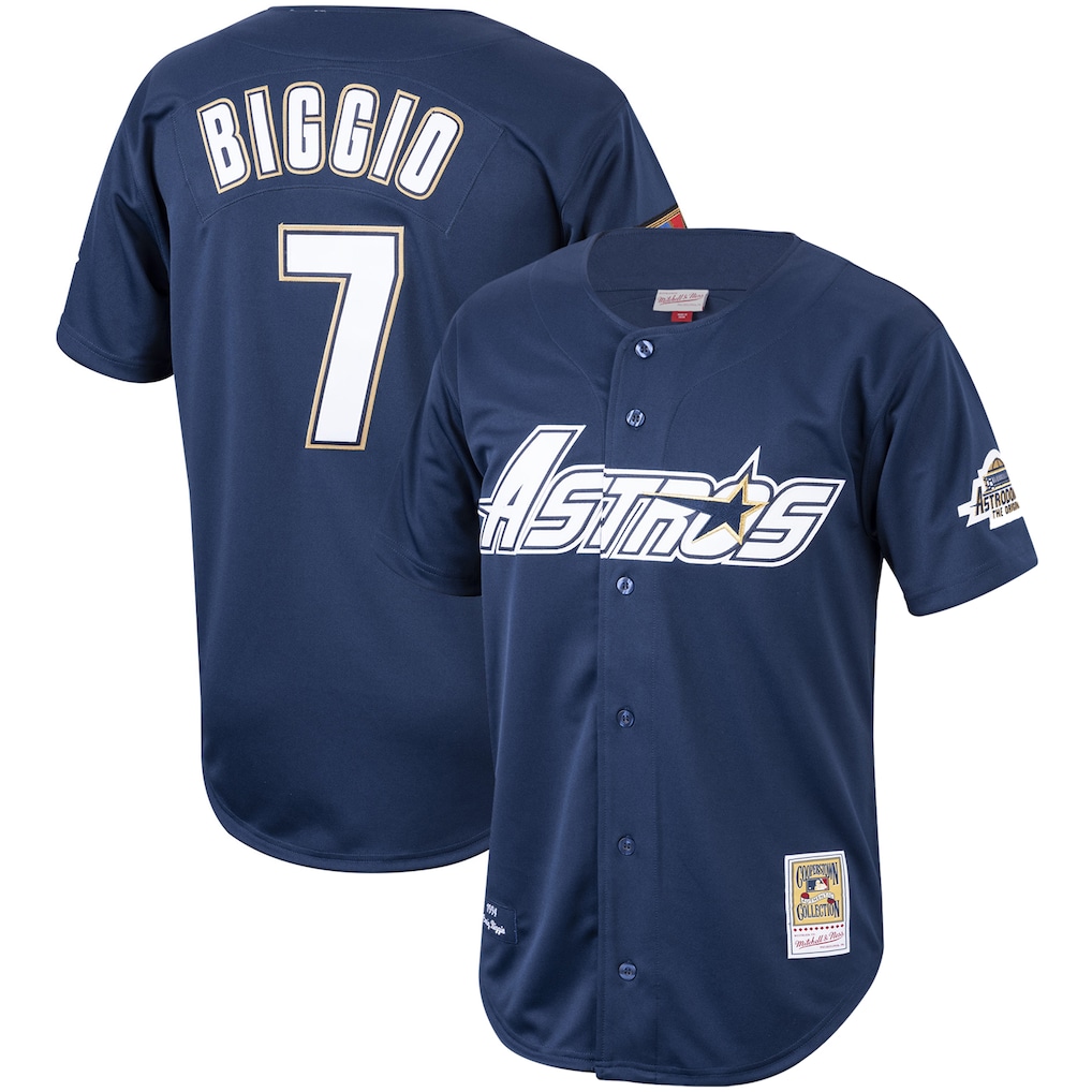 Craig Biggio Houston Astros Mitchell & Ness Cooperstown Collection 1994 Jersey - Navy-1
