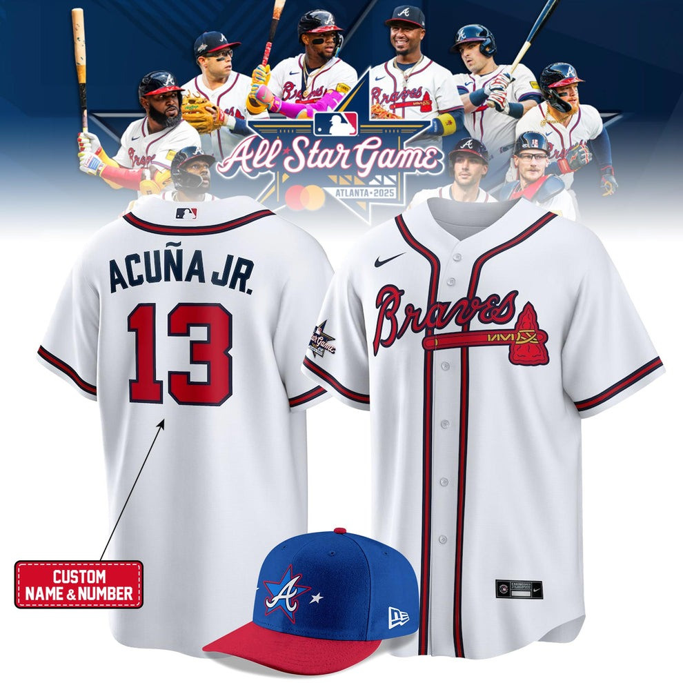 Custom Acuna Jr Atlanta Braves All-Star Game 2025 Jersey White MLB Merch Fan Uniforms-1 Custom Acuna Jr Atlanta Braves All-Star Game 2025 Jersey White MLB Merch Fan Uniforms-1
