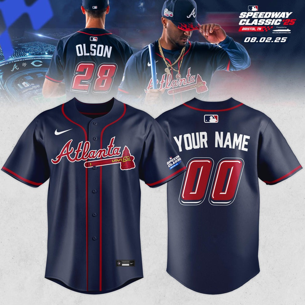 Custom Atlanta Braves Speedway Classic '25 Jersey 2025 MLB Merch Apparel Gifts For Fans-1