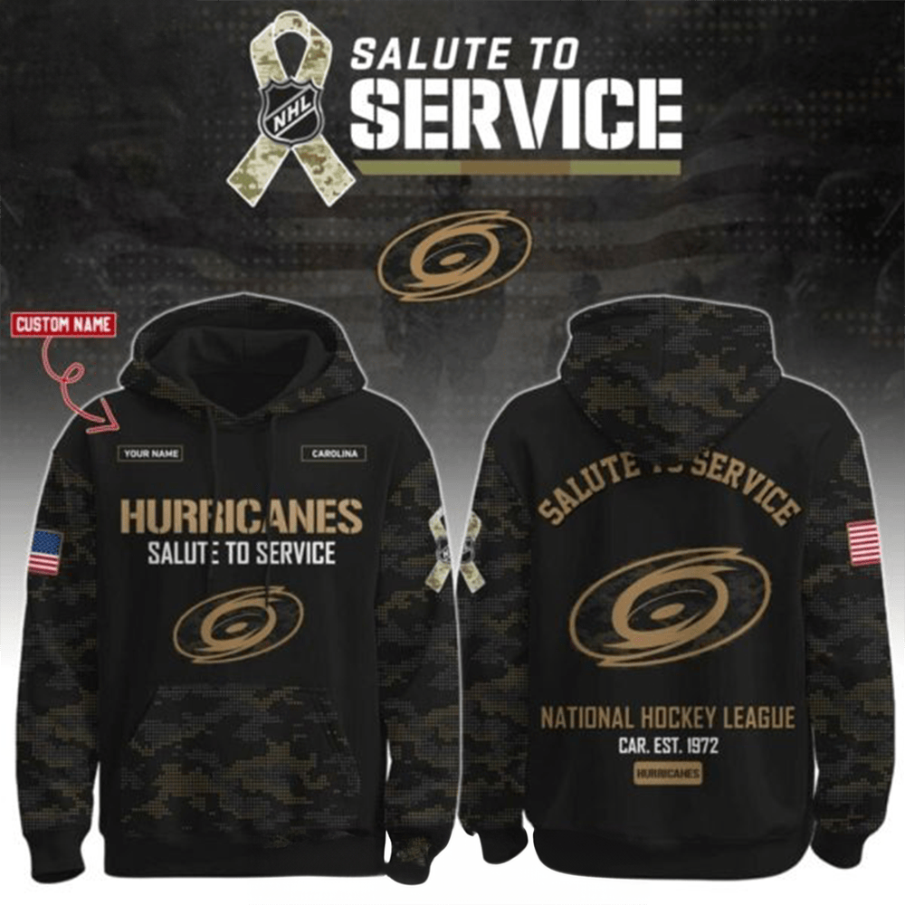 Custom Carolina Hurricanes Salute To Service 2025 Hoodie Carolina Hurricanes Merch Gifts-1