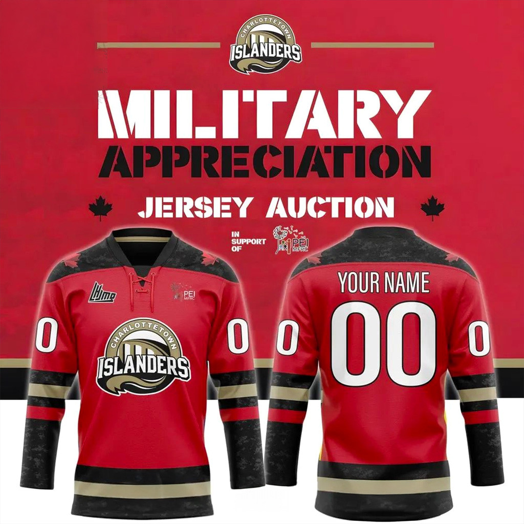 Custom Charlottetown Islanders Military Night Hockey Jersey 2025 Islanders Merch For Fans-1 Custom Charlottetown Islanders Military Night Hockey Jersey 2025 Islanders Merch For Fans-1
