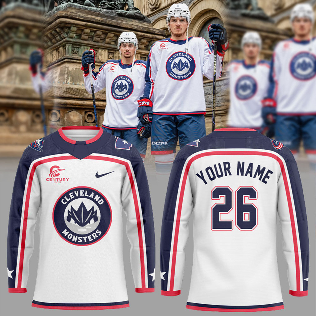 Custom Cleveland Monsters Hockey Jersey Monsters Merch Christmas Gifts For Hockey Fan-1