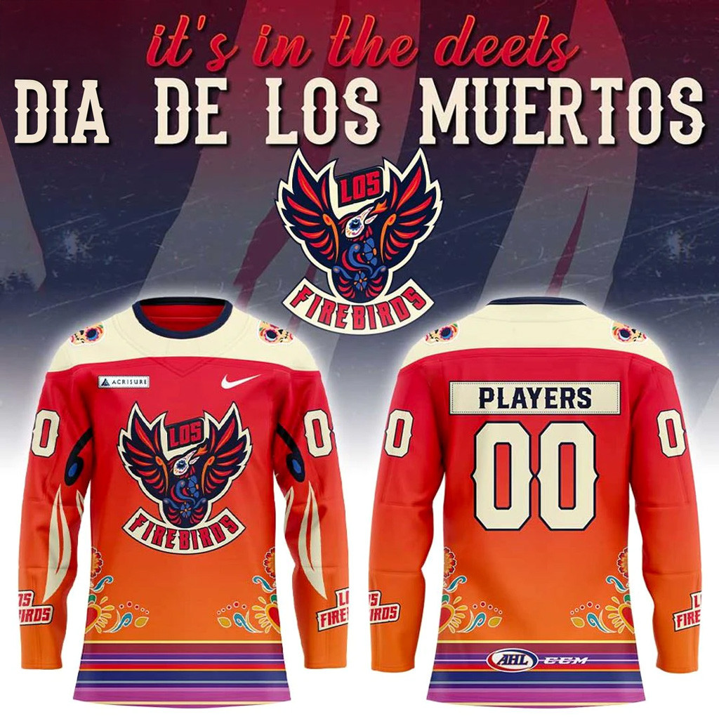 Custom Coachella Valley Firebirds x Dia De Los Muertos Hockey Jersey Firebirds Merch For Fans-1