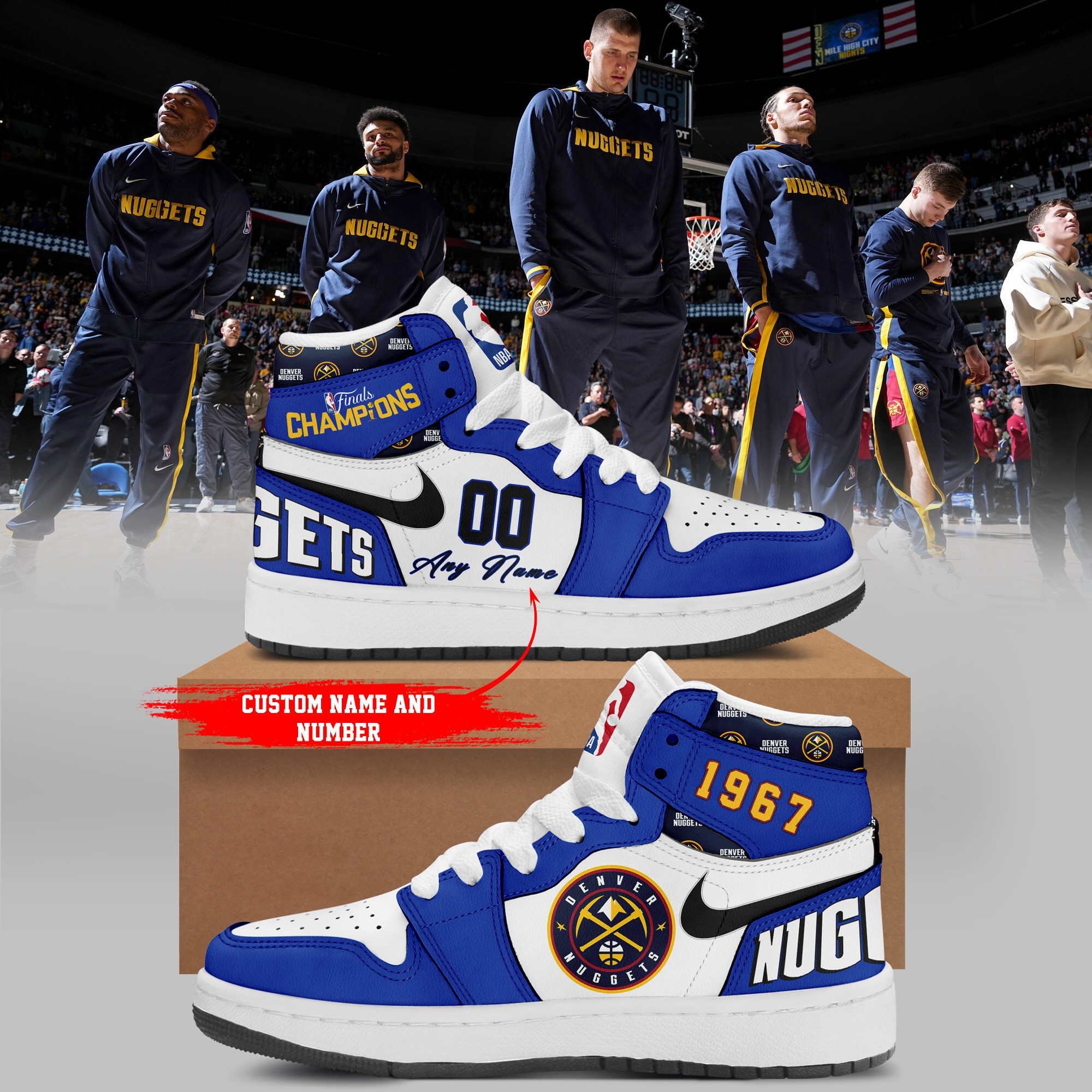 Custom Denver Nuggets Air Force 1 High Top Shoes Sneakers Merchandise Best Fan Gifts-1 Custom Denver Nuggets Air Force 1 High Top Shoes Sneakers Merchandise Best Fan Gifts-1
