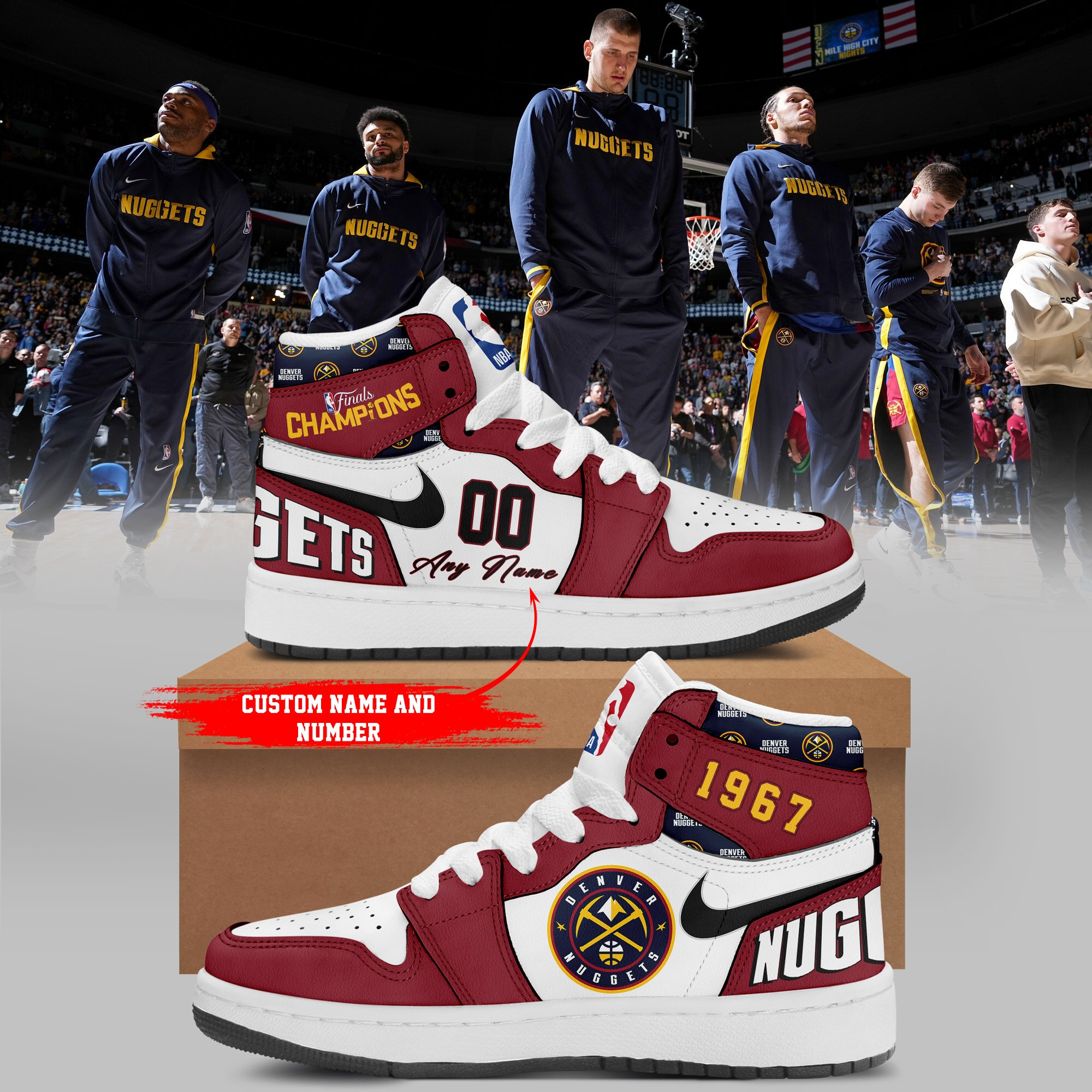 Custom Denver Nuggets Air Force 1 High Top Shoes Sneakers Merchandise Fan Gifts For Him-1 Custom Denver Nuggets Air Force 1 High Top Shoes Sneakers Merchandise Fan Gifts For Him-1