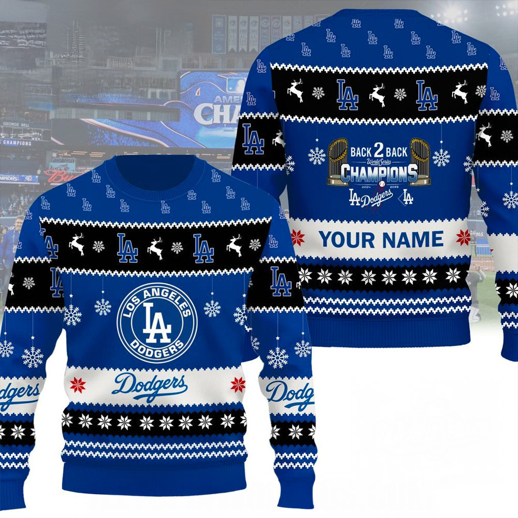 Custom Dodgers 2025 World Series Champions Sweater LA Dodgers Back To Back Champions Sweater-1 Custom Dodgers 2025 World Series Champions Sweater LA Dodgers Back To Back Champions Sweater-1