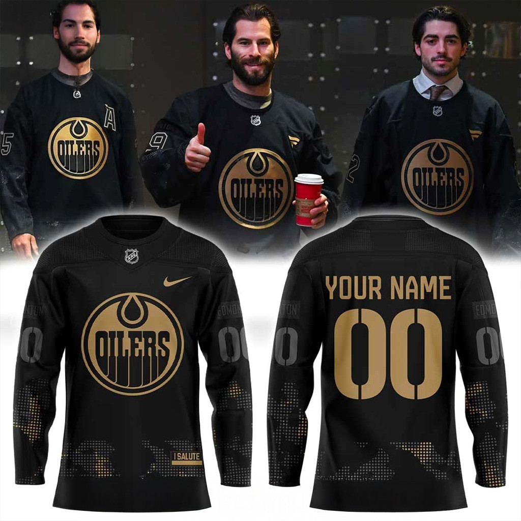 Custom Edmonton Oilers Military Appreciation 25 26 Uniform Hockey Jersey Oilers Merch-1
