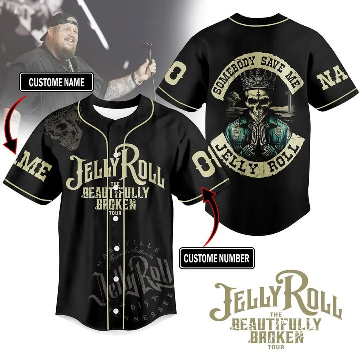 Custom Jelly Roll The Beautifully Broken Tour Merch Jersey Somebody Save Me Gifts For Fans-1