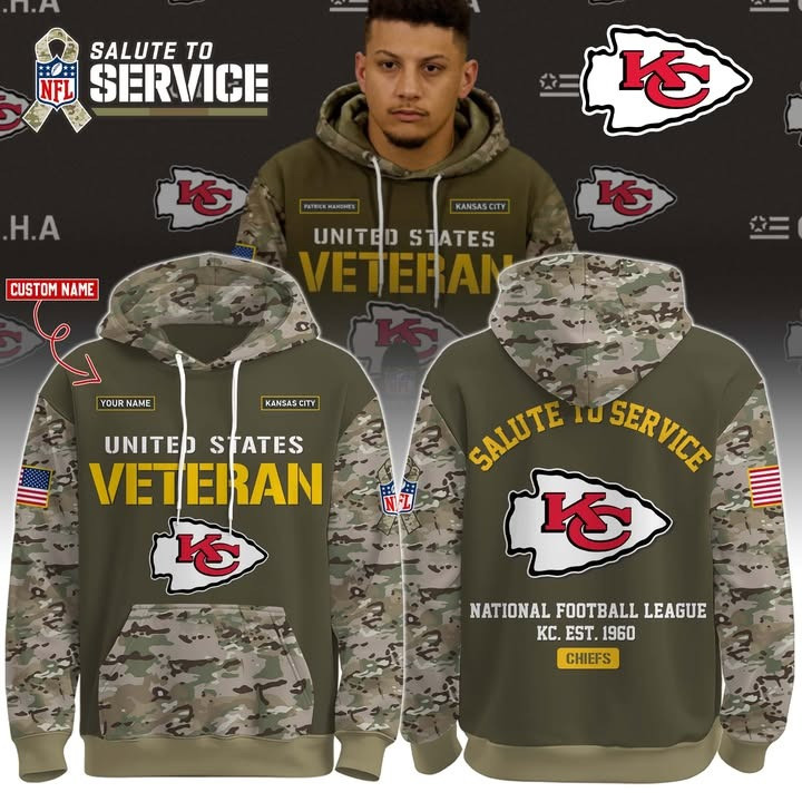 Custom Kansas City Chiefs United States Veteran Hoodie Chiefs Merch Gifts For Veterans Day-1