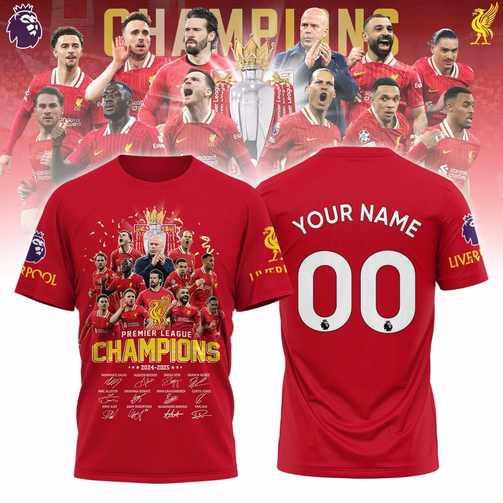 Custom Liverpool Champions Premier League Shirt 2024 25 Liverpool Football FC Fan Apparel-1