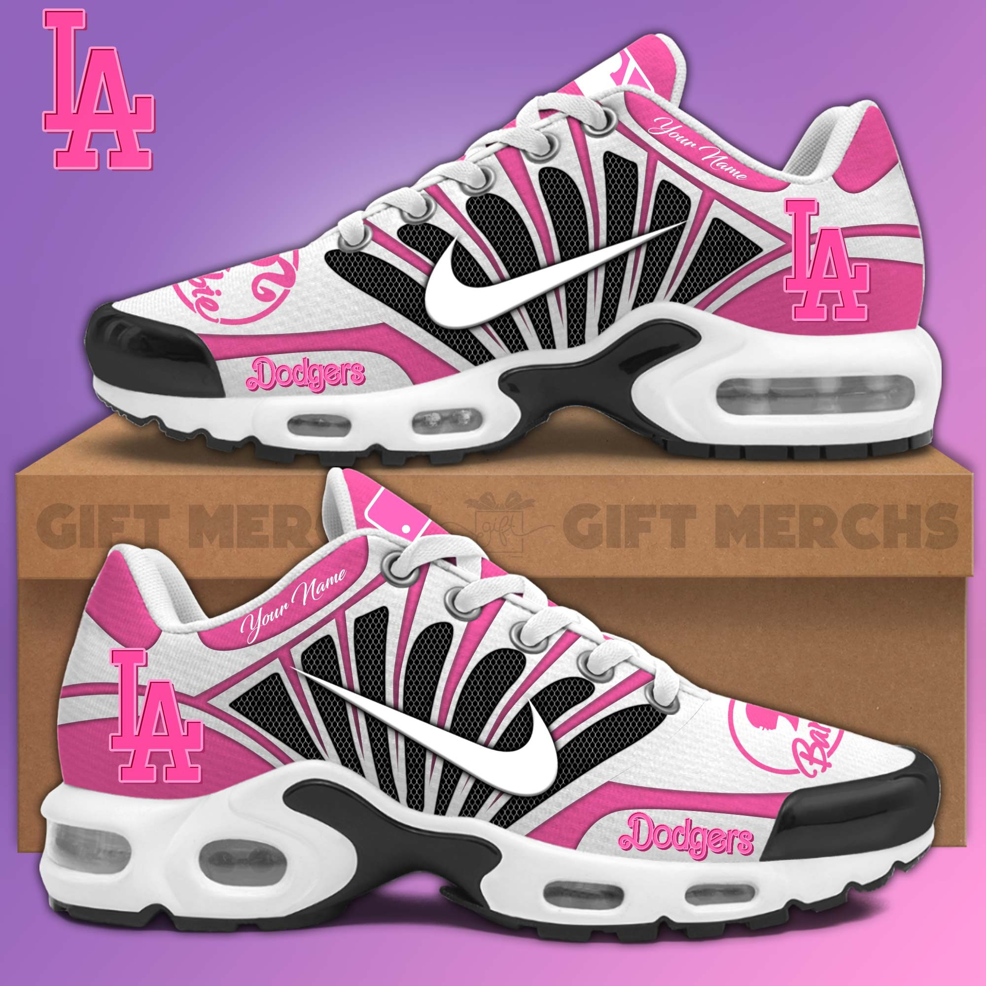 Custom Los Angeles Dodgers MLB x Barbie Night Game Air Max Plus Sneakers Merch Sport Shoes-1